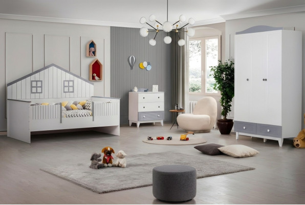 Kinderzimmer Möbel Komplettzimmer Mehrfarbig Kinderbett Kleiderschrank Kommod