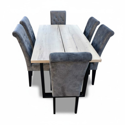 Esstisch Garnitur Tisch + 6x Stühle Esszimmer Stuhl Garnitur Tisch Holz