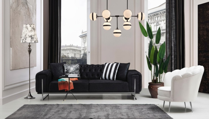 Modern Möbel Wohnzimmer Komplett Sofa Couch Dreisitzer Polstermöbel Sessel