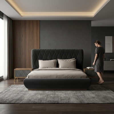 Schlafzimmer 3tlg Luxus Set Doppel Bett Design Holz 2x Nachttische Komplett
