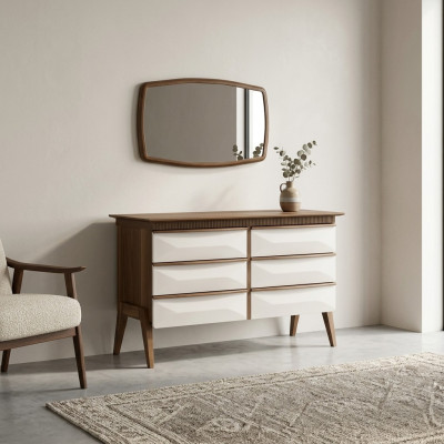 Modern Design Kommode mit Spiegel Schlafzimmer Luxus Schrank Neu Möbel