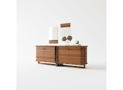 Luxus Komplett Sideboard mit 2x Spiegel Design Holzschrank Esszimmer Möbel