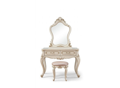 Schlafzimmer Set klassisch Möbel Schminktisch mit Spiegel Hocker 2tlg