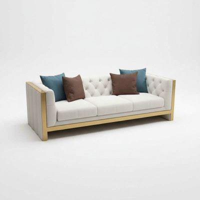 Wohnzimmer Set Sofa 3+1 Sitzer luxuriöse weiß Sofas Design leder neu