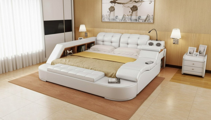 Chesterfield Doppel Luxus Design Bett 180x200 Multifunktionsbett Neu