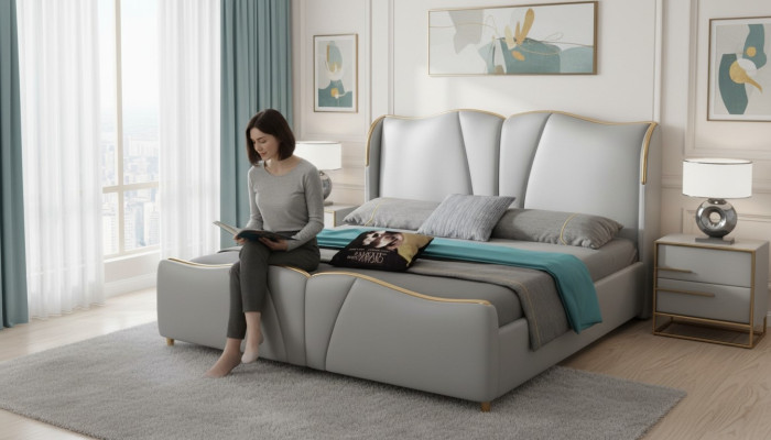 Bett Möbel Design Betten Doppelbett Luxus Schlafzimmer Holz neu