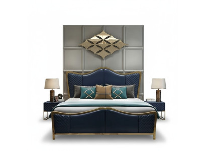 Schlafzimmer Set Designer Luxus Gruppe Garnitur Bett 2x Nachttisch 3 tlg Neu