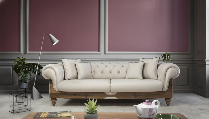 Braun-Weißes Chesterfield Sofa Designer Wohnzimmer Couch Sitzmöbel Neu