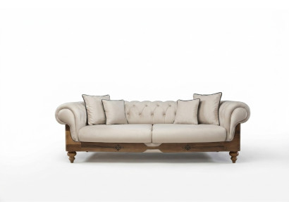 Braun-Weißes Chesterfield Sofa Designer Wohnzimmer Couch Sitzmöbel Neu