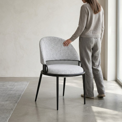 Weißer Esszimmerstuhl Luxus Stühle Polster Einsitzer Textil Stil Möbel