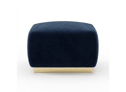 Designer Luxus Blauer Hocker Mit Edelstahlrand Polster Textil Möbel Neu