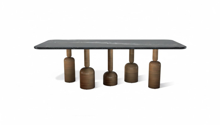 Designer Grauer Marmor Esstisch Metallbeine Luxus Esszimmer Möbel Neu