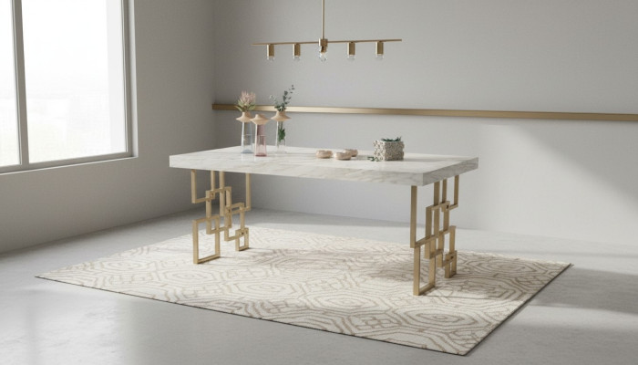 Designer Weißer Esstisch Esszimmer Möbel Eleganter Marmor Tisch Modern