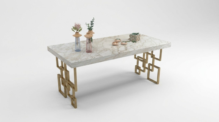Designer Weißer Esstisch Esszimmer Möbel Eleganter Marmor Tisch Modern