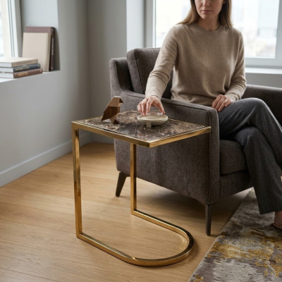Luxus Beistelltisch Designer Wohnzimmertisch Edelstahl mit Glasplatte