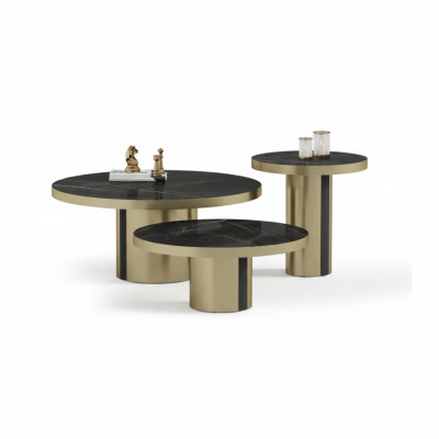 Luxus Couchtisch Set 3x Rundtische Moderne Wohnzimmer Beistelltische Neu