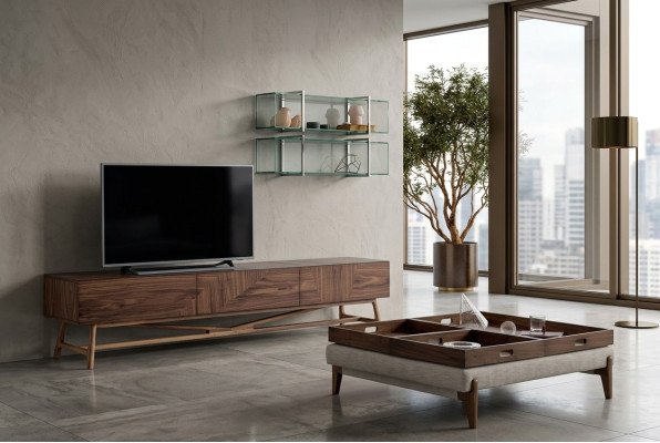 Wohnzimmer Tv-Ständer mit 2x Wandregal Luxus Design Sideboarad Wohnwand