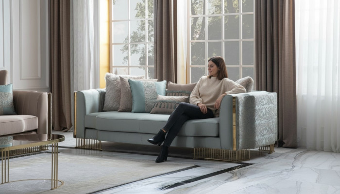Turkis Couch Dreisitzer Couchen Möbel Sofa Elegante Villen Einrichtung