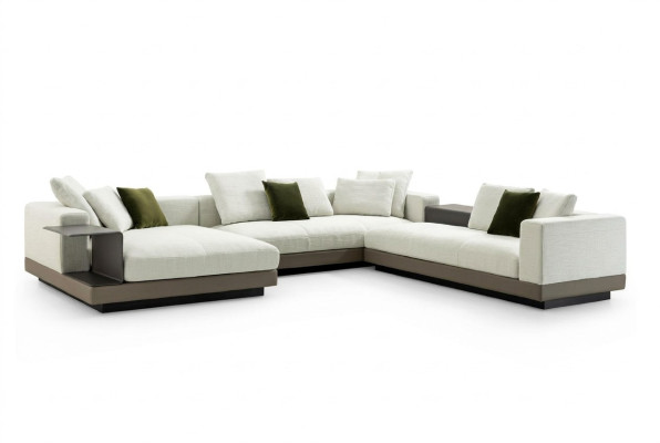 Ecksofa weiß U-Form Luxus Stil Modern Wohnzimmer Sofa Wohnlandschaft