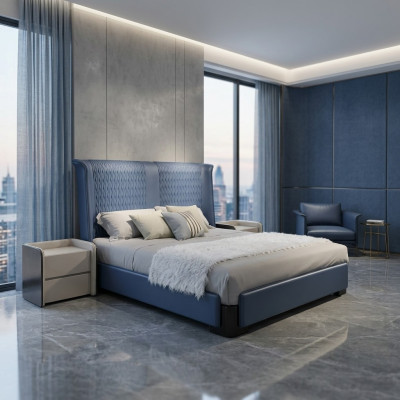 Schlafzimmer Set Bett 2x Nachttisch 3 tlg. Design Modern Luxus Betten Gruppe Neu