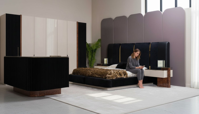 Modern Schlafzimmer Set Bett 2x Nachttische Design Möbel 3 tlg