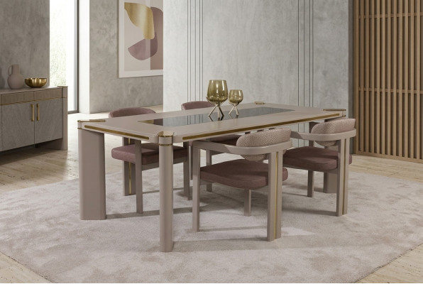 Esszimmer Set 4x Stühle Esstisch Set Esszimmer Designer Holz Stühle Garnitur Neu