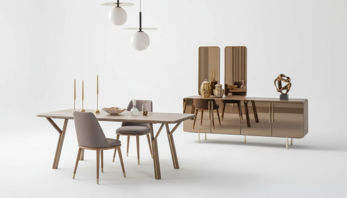 Esszimmer Set 6x Stühle+Esstisch+Sideboard+Spiegel Set Esszimmer Designer Neu