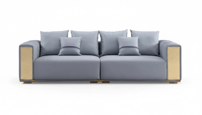 Luxus Sofa 4 Sitzer Polstersofa Blau Textil Sitz Design Couch Modern Neu