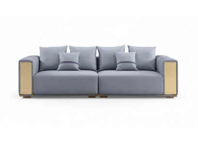 Luxus Sofa 4 Sitzer Polstersofa Blau Textil Sitz Design Couch Modern Neu