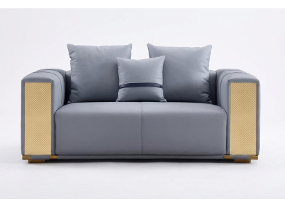 Luxus Wohnzimmer Sofa 2 Sitzer Polstersofa Blau Textil Sitz Design Couch Modern