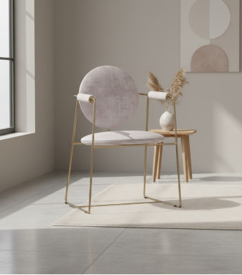 Weißer Luxus Stuhl Mit Armlenhen Esszimmer Möbel Edelstahlgestell Stil