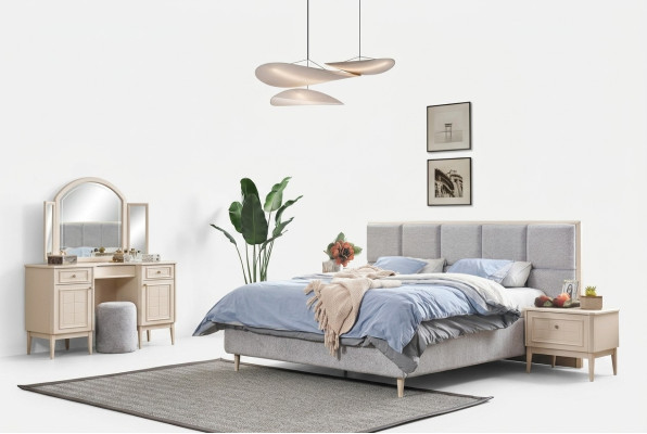 Komplett Schlafzimmer Möbel Set Bett 2x Nachttisch Schminktisch 4tlg Neu