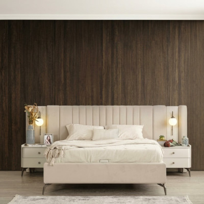Luxus Schlafzimmer Bett und 2x Nachttische 3tlg. Set Design Einrichtung