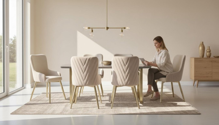 Moderne Design Braun 6x Stühle Ohne Armlehne Esszimmer Luxus Möbel