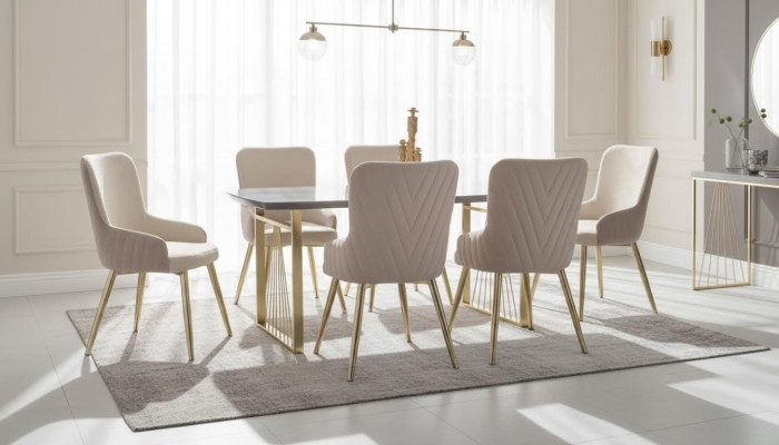 Moderne Design Braun 6x Stühle Ohne Armlehne Esszimmer Luxus Möbel