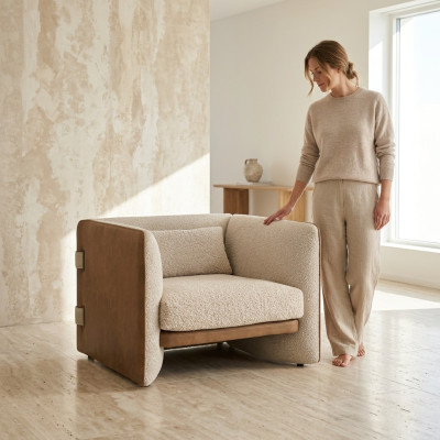 Luxus Modern Sessel Polstermöbel Einrichtung Wohnzimmer Textil Polstersessel