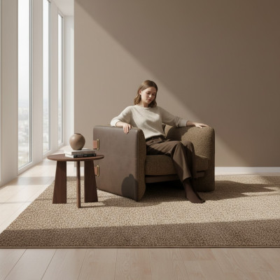 Braun Sessel Wohnzimmer Einrichtung Luxus Textil Polstermöbel Modern Design