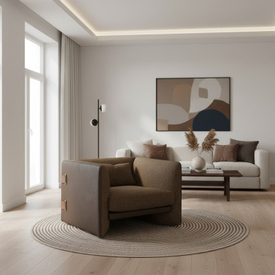 Braun Sessel Wohnzimmer Einrichtung Luxus Textil Polstermöbel Modern Design