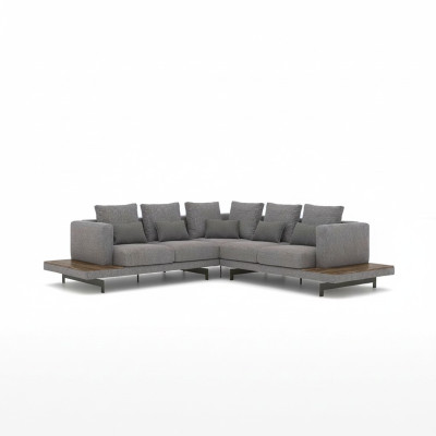  Wohnzimmer Grau Textil Sofa Couch L-Form Designer Luxus Polstersofa