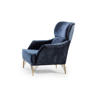 Blaue Sessel Garnitur Designer Lehnsessel Wohnzimmer Luxus Möbel 2tlg