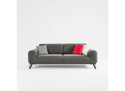 Grau 3-Sitzer Stoffsofa Modern Design Wohnzimmer Textil Stoff Material