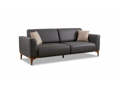 Graues Kunstleder Leder Wohnzimmer Designer Couch Luxuriöser 3-Sitzer