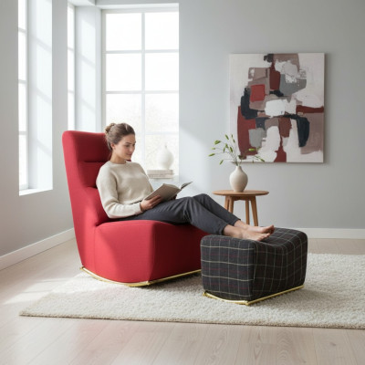 Wohnzimmer Set 2tlg Sessel mit Hocker Sitzmöbel Modern Einrichtung