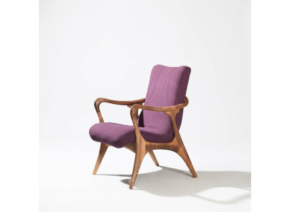 Design Sitzmöbel Lila Sessel Couch Sitz Wohnzimmer Holz Modern Polster Textil