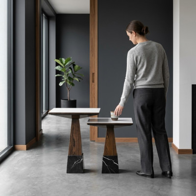 Wohnzimmer Tische Set 2x Beisteltisch Design Kaffeetisch Holz Einrichtung