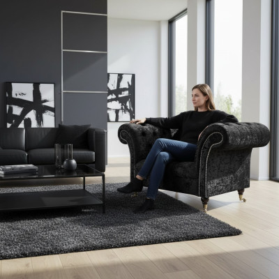 Chesterfield Sofa Zweisitzer Couch Wohnzimmer Stoff Polstersitz Polstermöbel
