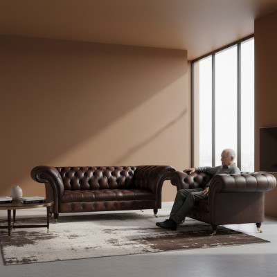 Wohnzimmer Set 2tlg Dreisitzer Sofa Couch Chesterfield Sessel Neu Polstermöbel