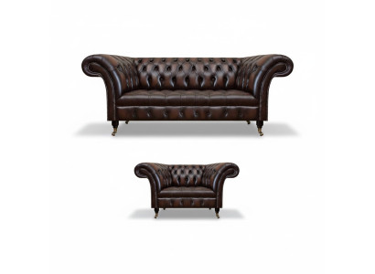 Wohnzimmer Set 2tlg Dreisitzer Sofa Couch Chesterfield Sessel Neu Polstermöbel
