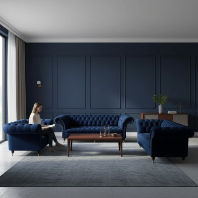 Wohnzimmer Komplett Möbel 3tlg Sofas Couch Luxus Sessel Textil Einrichtung