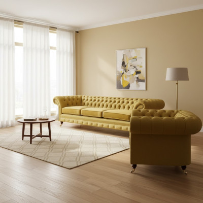 Wohnzimmer Set Sofa Couch Dreisitze 3+1 Sessel Sofagarnitur Chesterfield